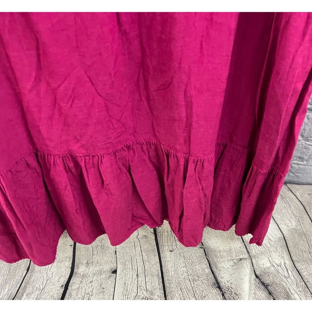Old Navy Women's Berry Pink Crochet Lace Sleeve Tiered  Midi Dress Size XXL - Picture 2 of 11